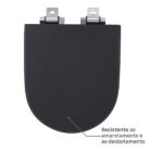 Assento Sanitário Formatos Carrara com Soft Close Quadrado Poliéster Preto Fosco Policlass - Imagem 2