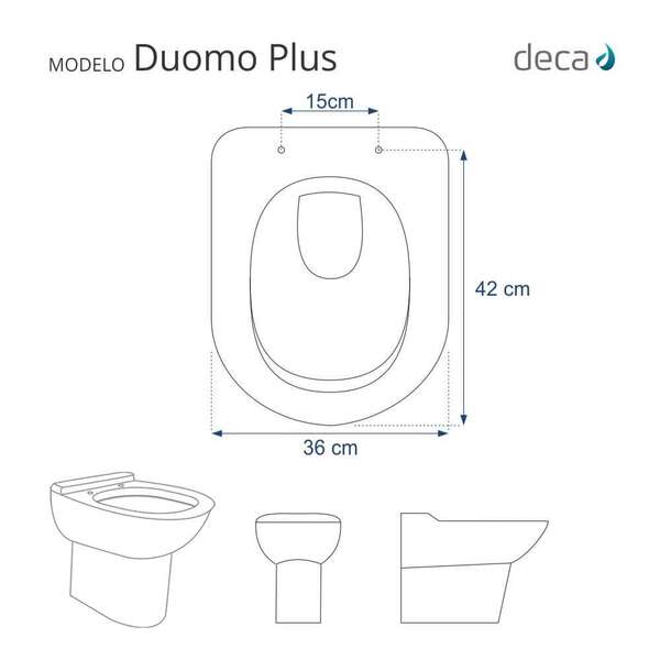 Assento Sanitário Duomo Plus Branco Para Vaso Deca - Imagem 3
