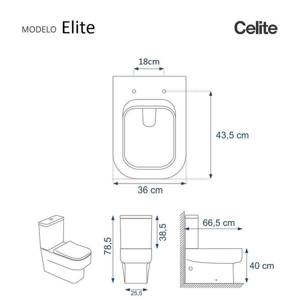 Assento Sanitário Poliéster Elite Branco Para Vaso Celite 1.6gpf 6lpf - Imagem 3