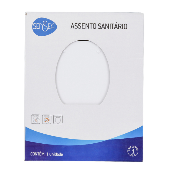 Assento Sanitário Formatos Vogue Plus com Fechamento Comum Quadrado Poliéster Branco Sensea - Imagem 6