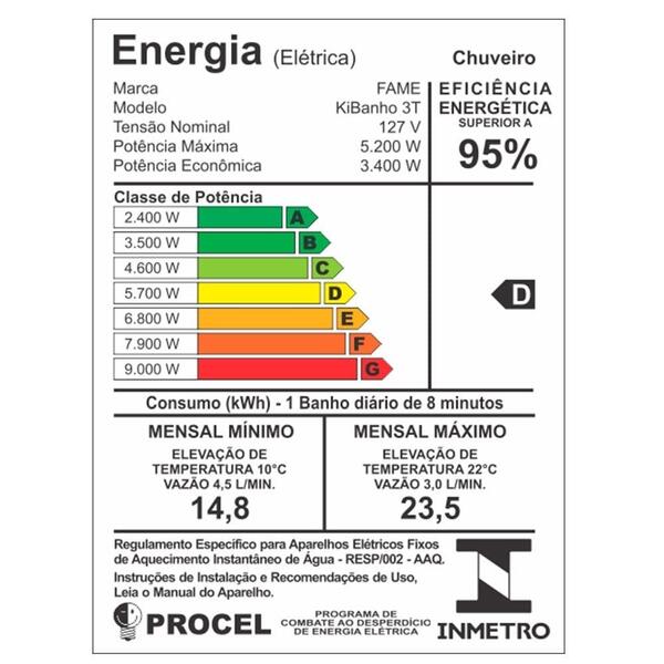 Chuveiro Ducha Fame Nova Kibanho 3 Temperaturas 110v - Imagem 8