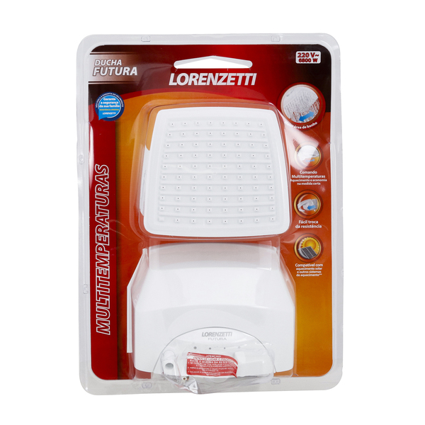 Chuveiro Elétrico Multitemperatura 220V 6800w Branco Quadrado Futura Lorenzetti - Imagem 6