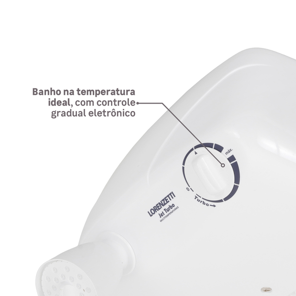 Chuveiro Elétrico Multitemperatura 220V 7800w Branco Redondo com Pressurizador Jet Turbo Lorenzetti - Imagem 5