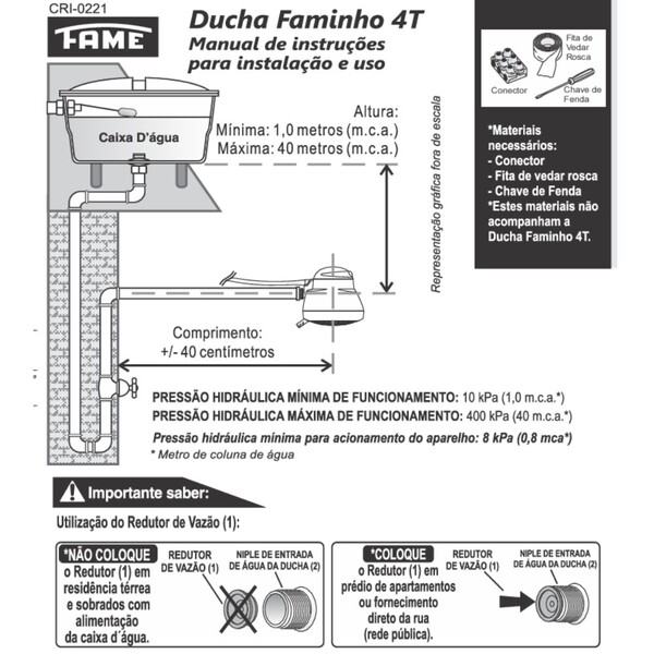Chuveiro Elétrico Ducha Faminho Black 4t C/ Cano Preto 220v - Imagem 6