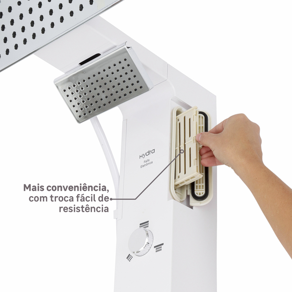 Chuveiro Elétrico Eletrônico 127V (110V) 5500w Branco e Cromado Quadrado Falls Hydra - Imagem 5