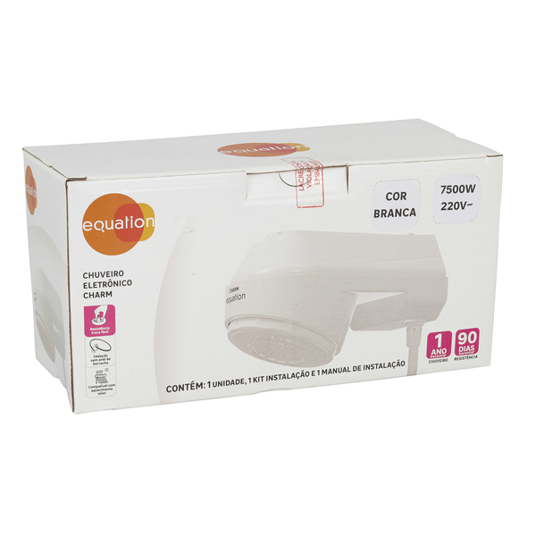 Chuveiro Elétrico Eletrônico 220V 7500w Branco Redondo Charm Equation - Imagem 8
