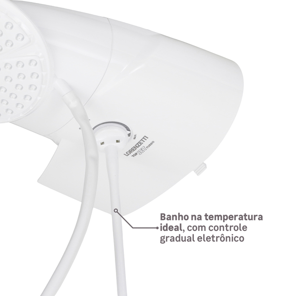 Chuveiro Elétrico Eletrônico 127V (110V) 5500w Branco Redondo com Pressurizador Top Jet Lorenzetti - Imagem 6