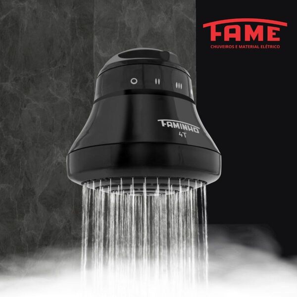 Chuveiro Elétrico 127V (110V) 5400W Preto Redondo Faminho 4T sem Cano Fame - Imagem 4