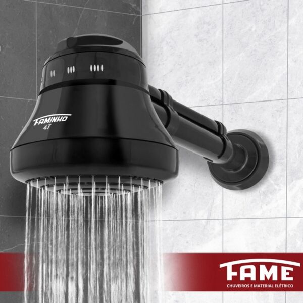 Chuveiro Elétrico 220V 6800W Preto Redondo Faminho 4T Fame - Imagem 5