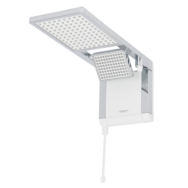 Chuveiro Elétrico Eletrônico 220V 7800w Branco e Cromado Quadrado Acqua Duo Ultra Lorenzetti