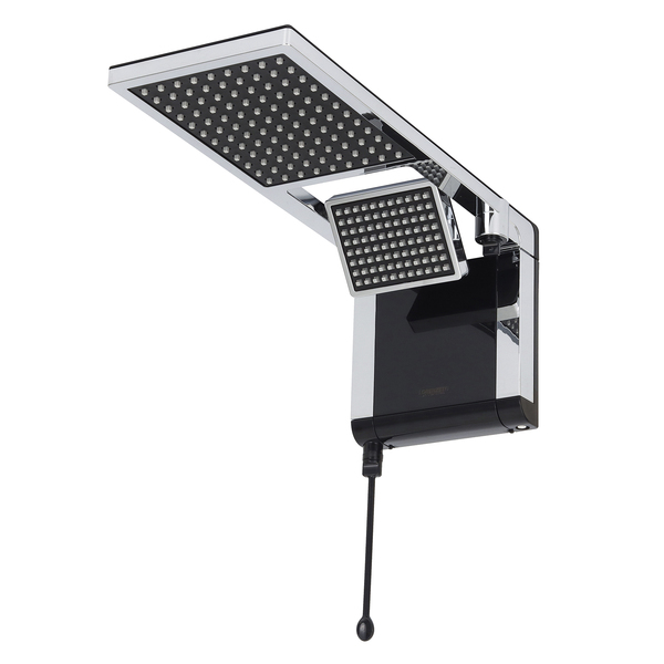 Chuveiro Elétrico Eletrônico 220V 7800w Preto e Cromado Quadrado Acqua Duo Ultra Lorenzetti