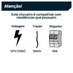 Chuveiro Eletrônico 127V (110V) 5500W Branco e Cromado Acqua Jet Lorenzetti - Imagem 4