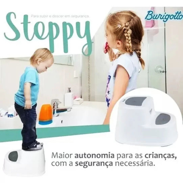 Degrau Burigotto Steppy 2 Em 1 Branco Com Cinza - Imagem 6