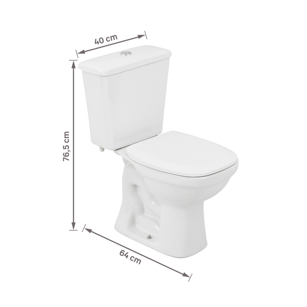Kit Vaso Sanitário com Caixa Acoplada e Assento Branco Duplo Acionamento 3/6L Saída Vertical Mariana Icasa - Imagem 10