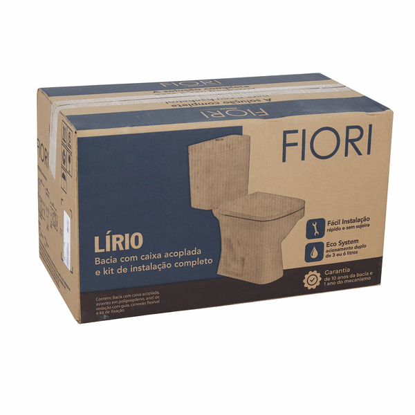 Kit Vaso Sanitário com Caixa Acoplada e Assento Branco Duplo Acionamento 3/6L Saída Vertical Lirio Fiori - Imagem 10