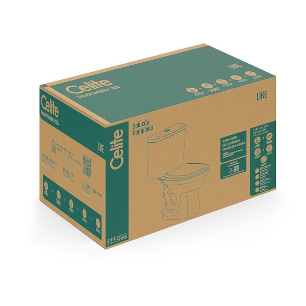 Kit Vaso Sanitário Com Caixa Acoplada E Assento Like Celite Pergamon Brilhante - Imagem 7