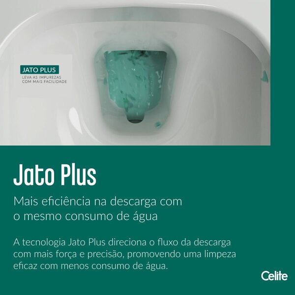 Kit Vaso Sanitário Convencional Com Abertura E Assento Acesso Celite Branco Brilhante - Imagem 2