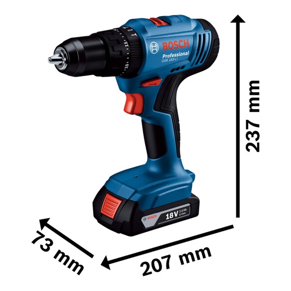 Furadeira e Parafusadeira Bosch com Impacto a Bateria com Carregador e Maleta 18V GSB 183-LI - Imagem 9