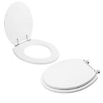 Tampa Vaso Sanitário Madeira Laqueada Oval Convencional Branco Para Bacia Celite - Imagem 2