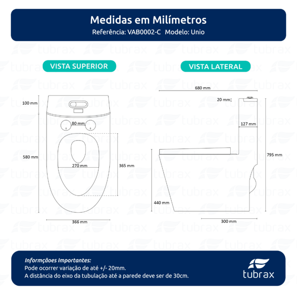 Vaso Sanitário Monobloco Completo Branco - Caixa Acoplada Privada Unio - Imagem 10