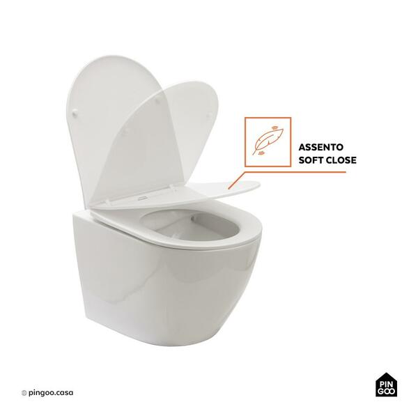 Vaso Sanitário Suspenso Saída Horizontal Hematita Pingoo.casa - Branco - Imagem 3
